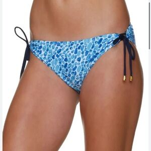 New Helen Jon Reversible Tunnel Side Hipster Bikini Swim Bottom Blue Bel Air XS
